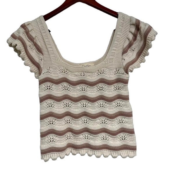 Jessica Simpson Tops - ☀️ 3 FOR $25 ☀️ Jessica Simpson knit cami frill sleeve wave stitch tan sz medium